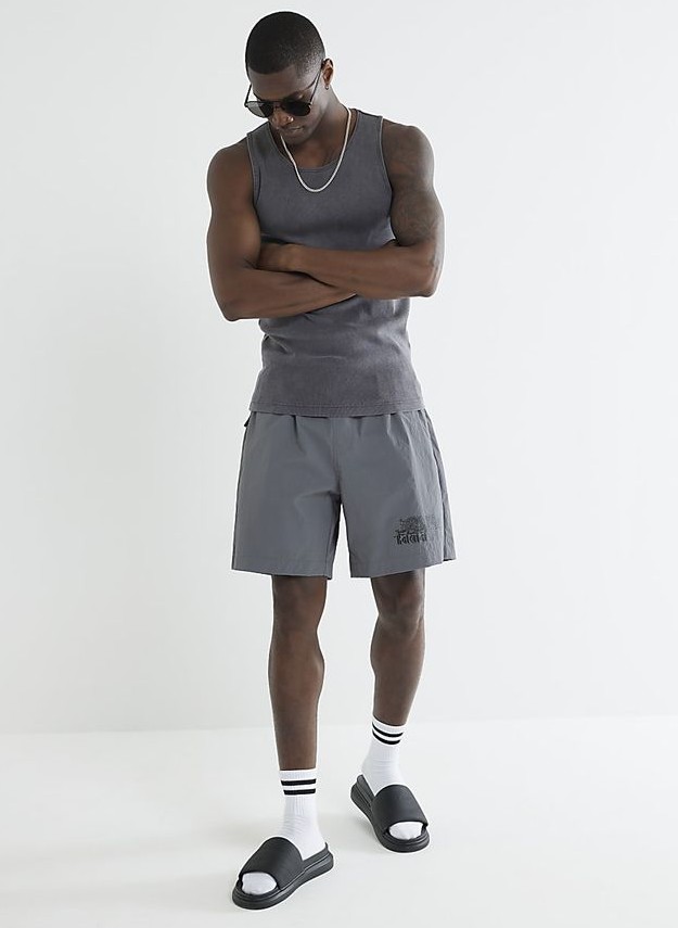 Beach Fit Swim Shorts and Tank Top , Slides