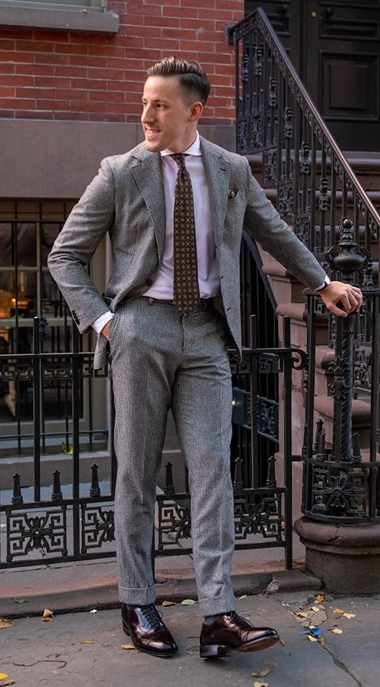 Black Derby Shoes and Charcoal Suit