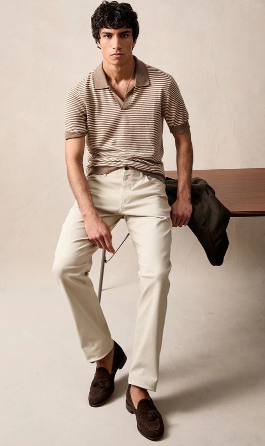Business Casual Outfit Penny Loafers with Chinos Pants and Polo Shirt