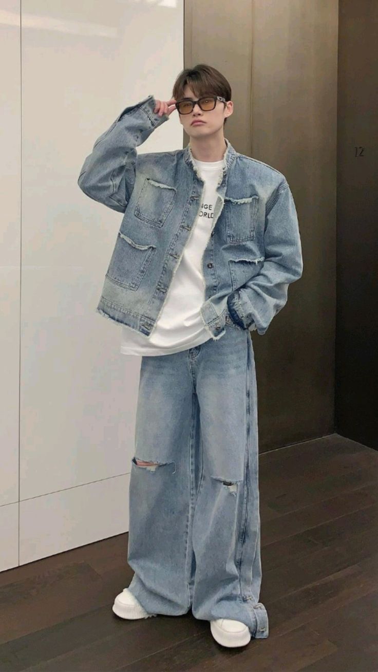 Denim Baggy Jacket With Baggy Jeans