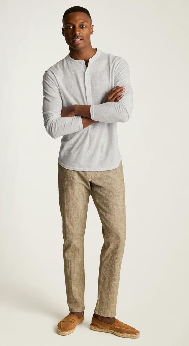 Moccasins with Khakis and Henley Shirt