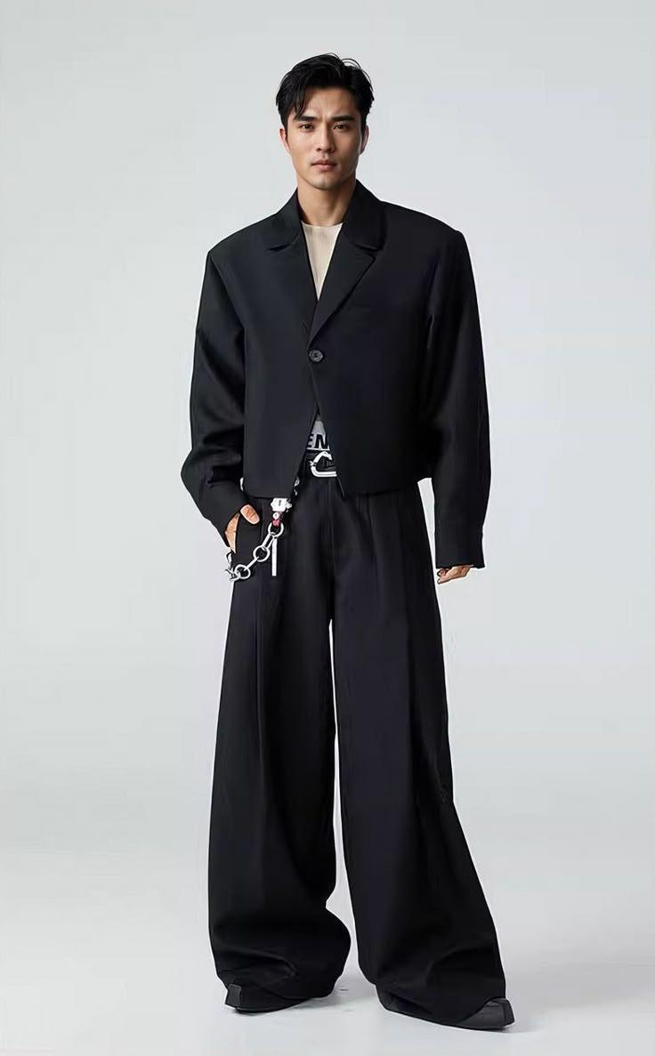 Oversized Mid-Crop Single-Button Blazer
