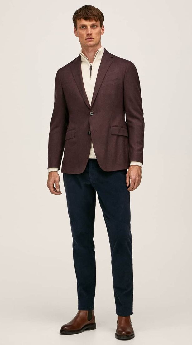 Suede Chelsea Boots and Slim Trousers with Blazer
