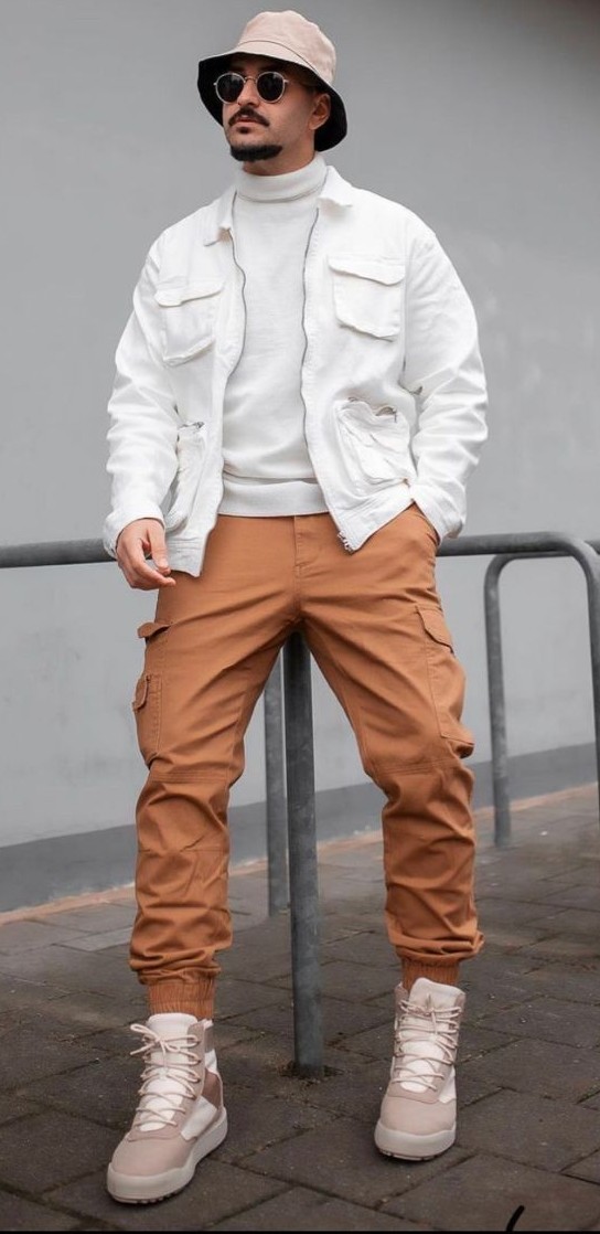 Bucket Hat With Jacket With Cargo Pants