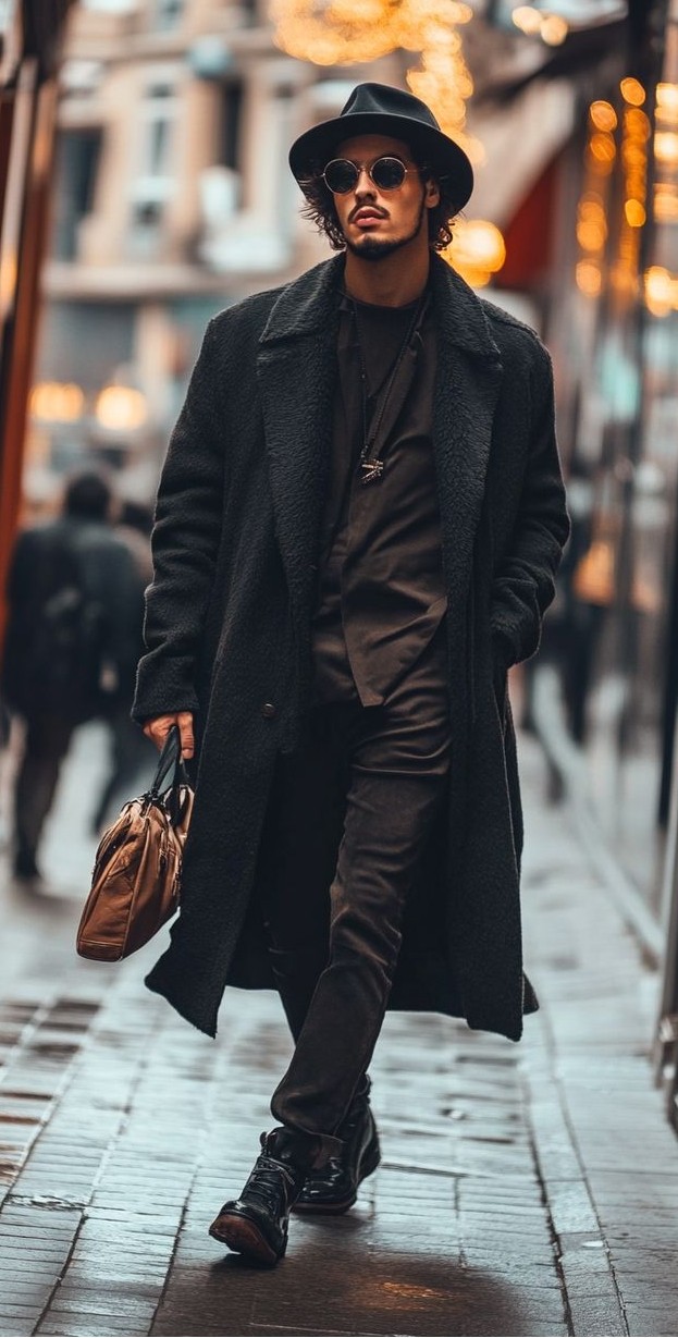 Fedora Wool Hat With Long Coat Fit