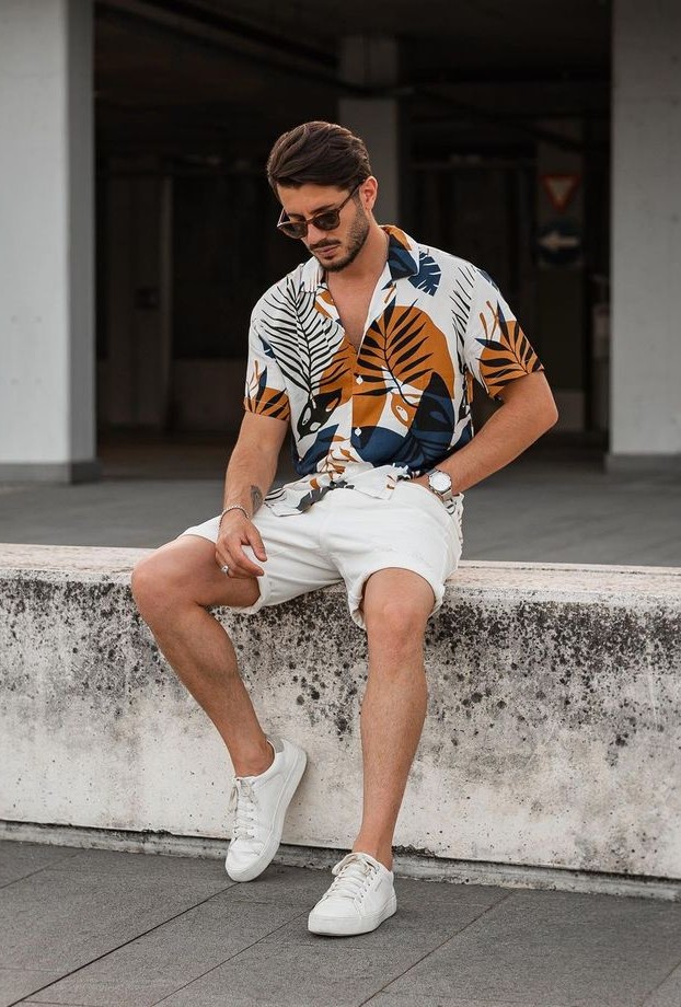 Floral Shirt With White Shorts