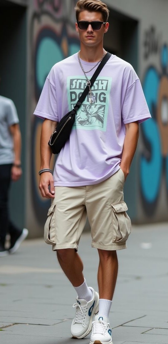 Graphic T-shirt With Cargo Shorts