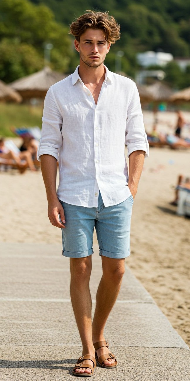 Linen Shirt With Chino Short