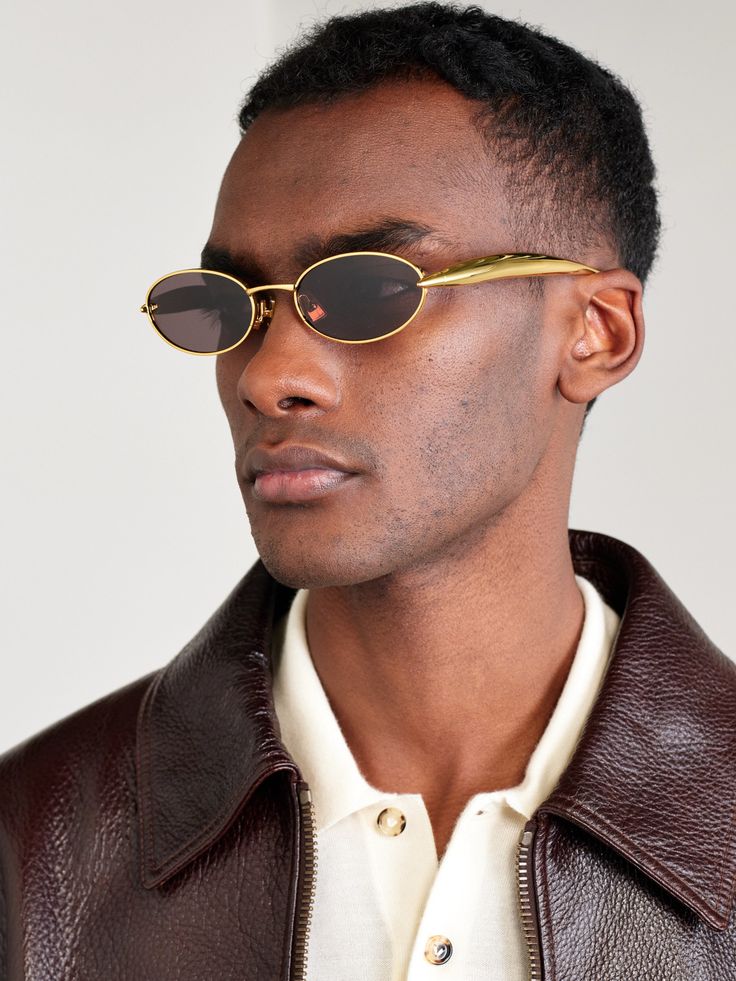 Oval-Frame Gold-Tone Sunglasses