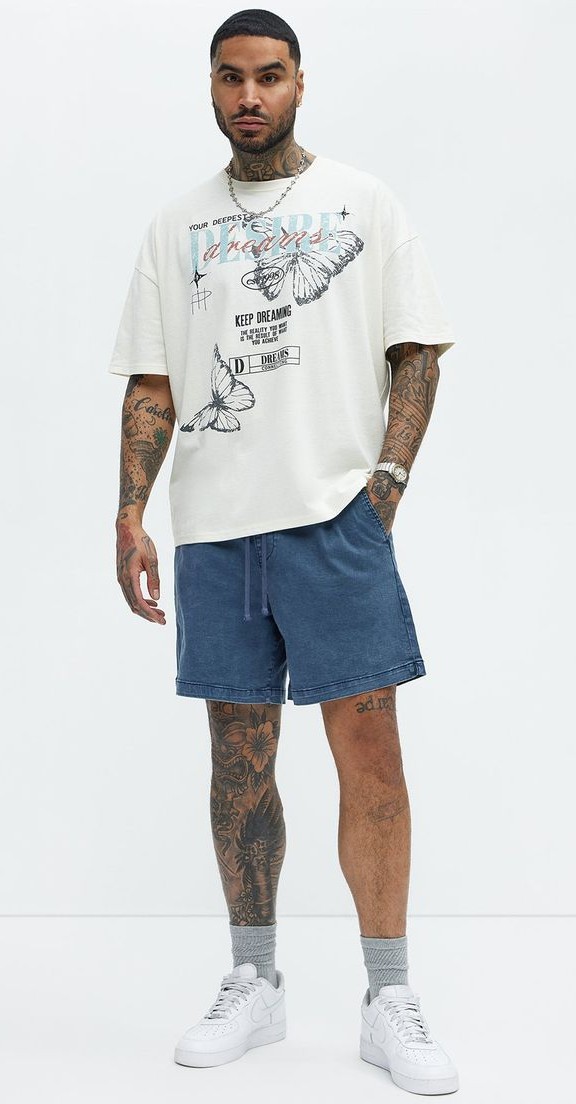 Oversized Graphic Tee With Shorts