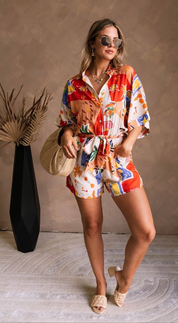 Playsuit in a Matching Tropical Print