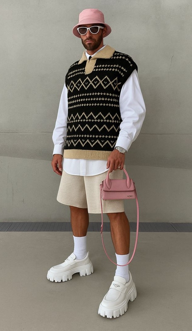 Sweater With Shorts and Shirt With Bucket Hat