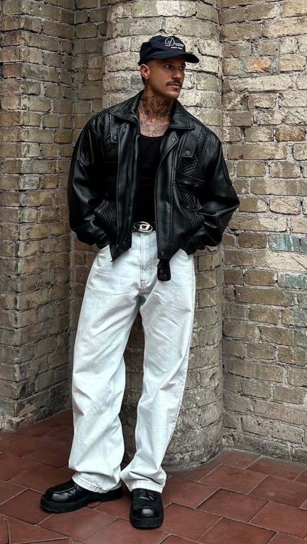 Trucker Cap With Leather Jacket and Denim Jeans