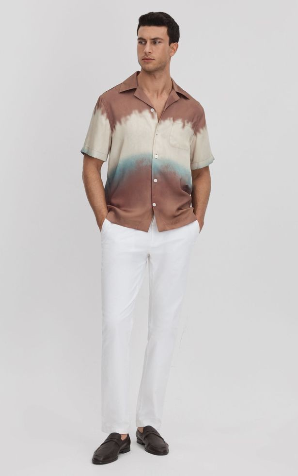 Ombre Print Cuban Collar Shirt