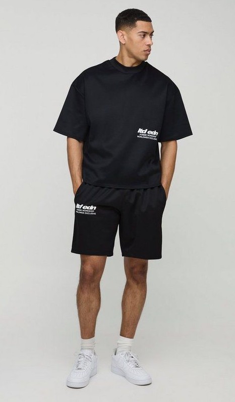 Oversized Boxy Graphic T Shirt & Short Set