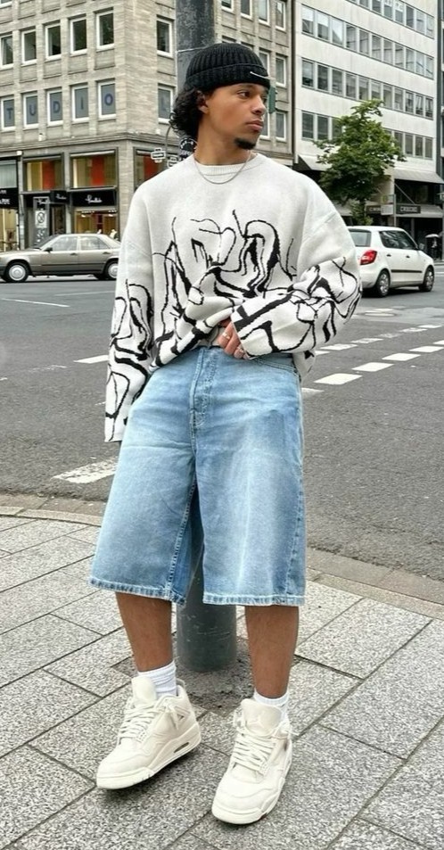Denim Baggy Cargo Shorts