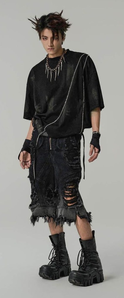 Distressed Split Long Tee