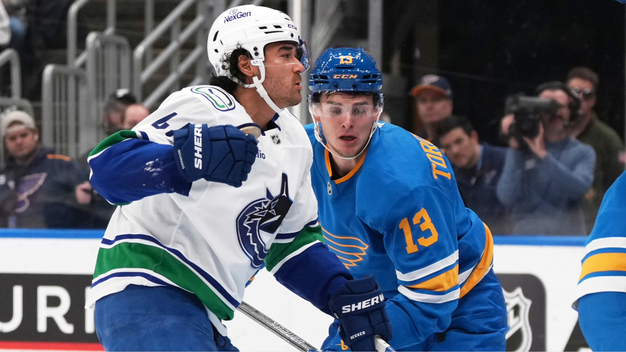 Kiefer Sherwood nets hat trick to lead Canucks over Blues