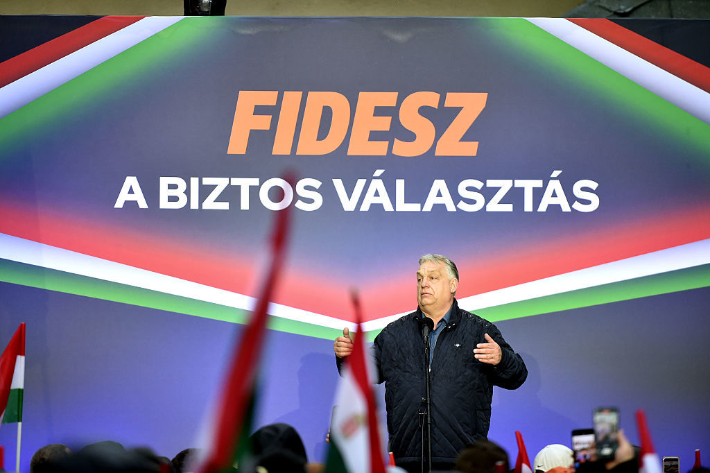Hungarian Prime Minister Viktor Orban speaks at a campaign rally of the governing Fidesz Party in Pecel, Hungary, March 28, 2026