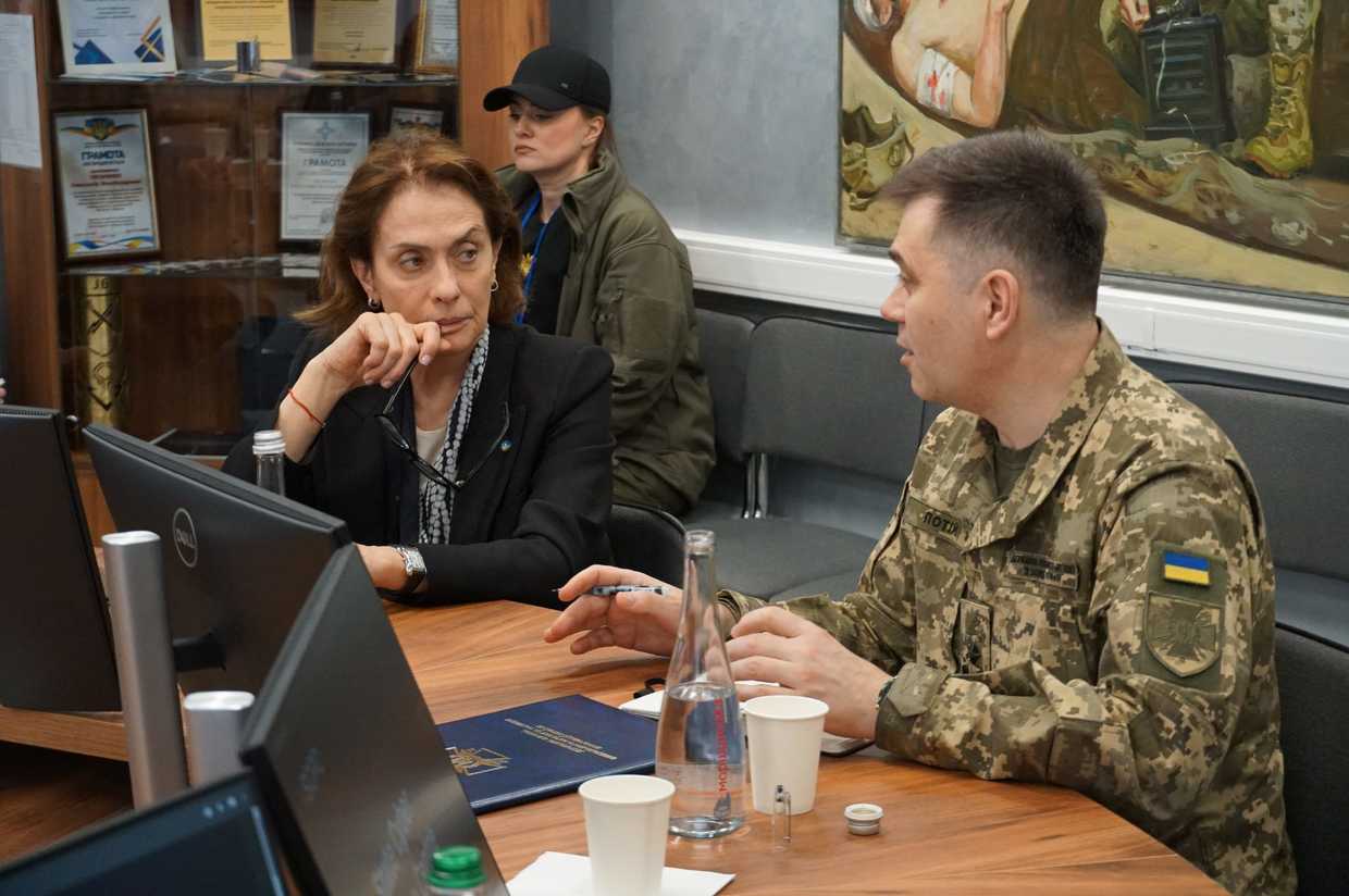 Bulgarian Foreign Minister Nadezhda Neynski visits the State Service of Special Communications and Information Protection (SSSCIP) in Kiev, Ukraine, April 2, 2026