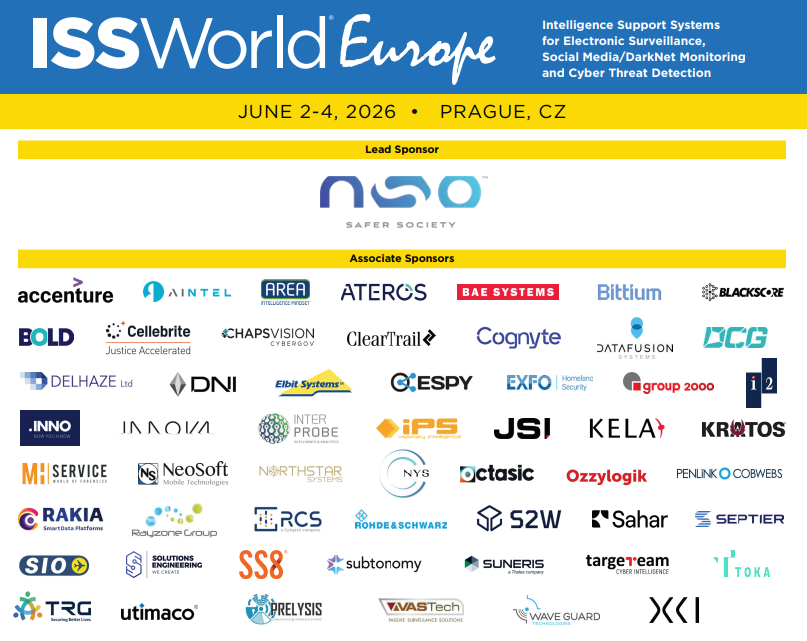 A list of sponsors at the 2026 ISS World exhibition