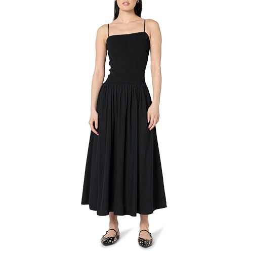 The Drop Women&rsquo;s Florencia Smocked Bodice Linen Maxi Dress, Black, L