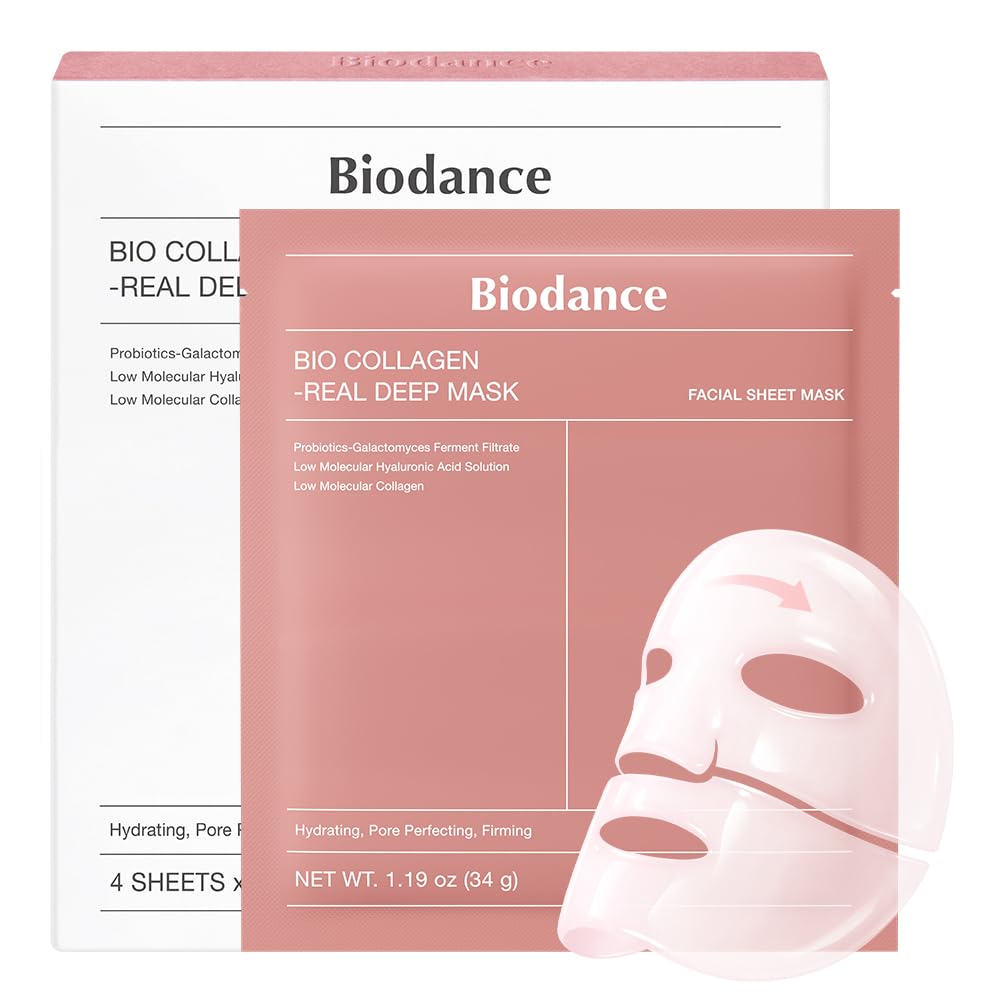 BIODANCE, Biodance Bio-Collagen Real Deep Mask, Hydrating Overnight Hydrogel Face Mask, Pore Minimizing, Elasticity, Plumping, Travel
