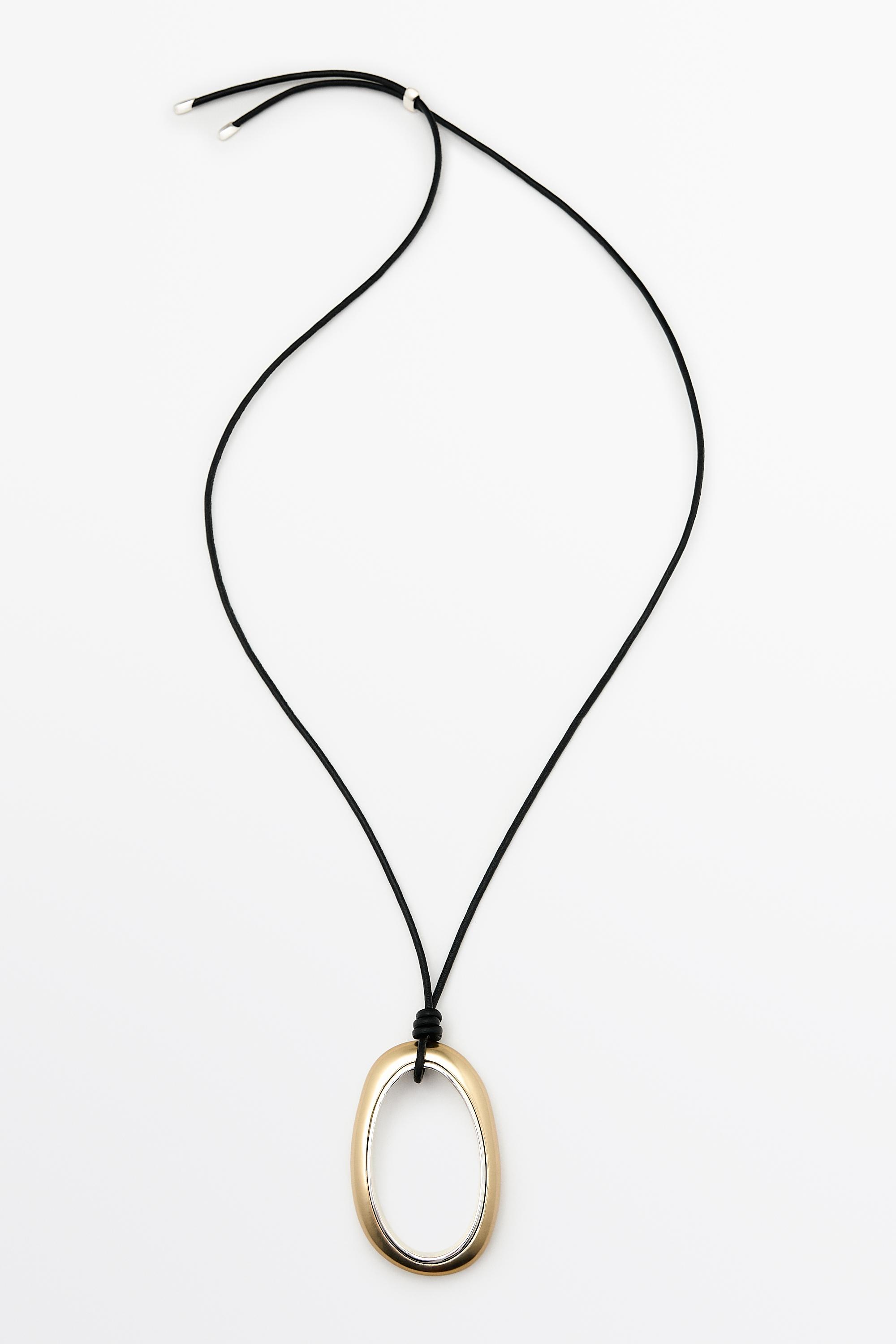 Leather cord pendant necklace