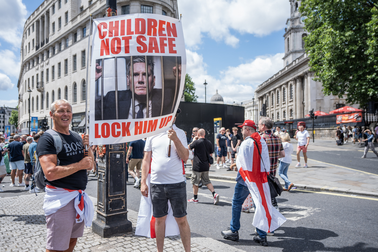 An anti-grooming gangs protest in London, England, June 28, 2025