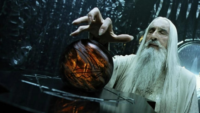 Saruman consults a Palantir in 'The Lord of the Rings: The Fellowship of the Ring', 2002