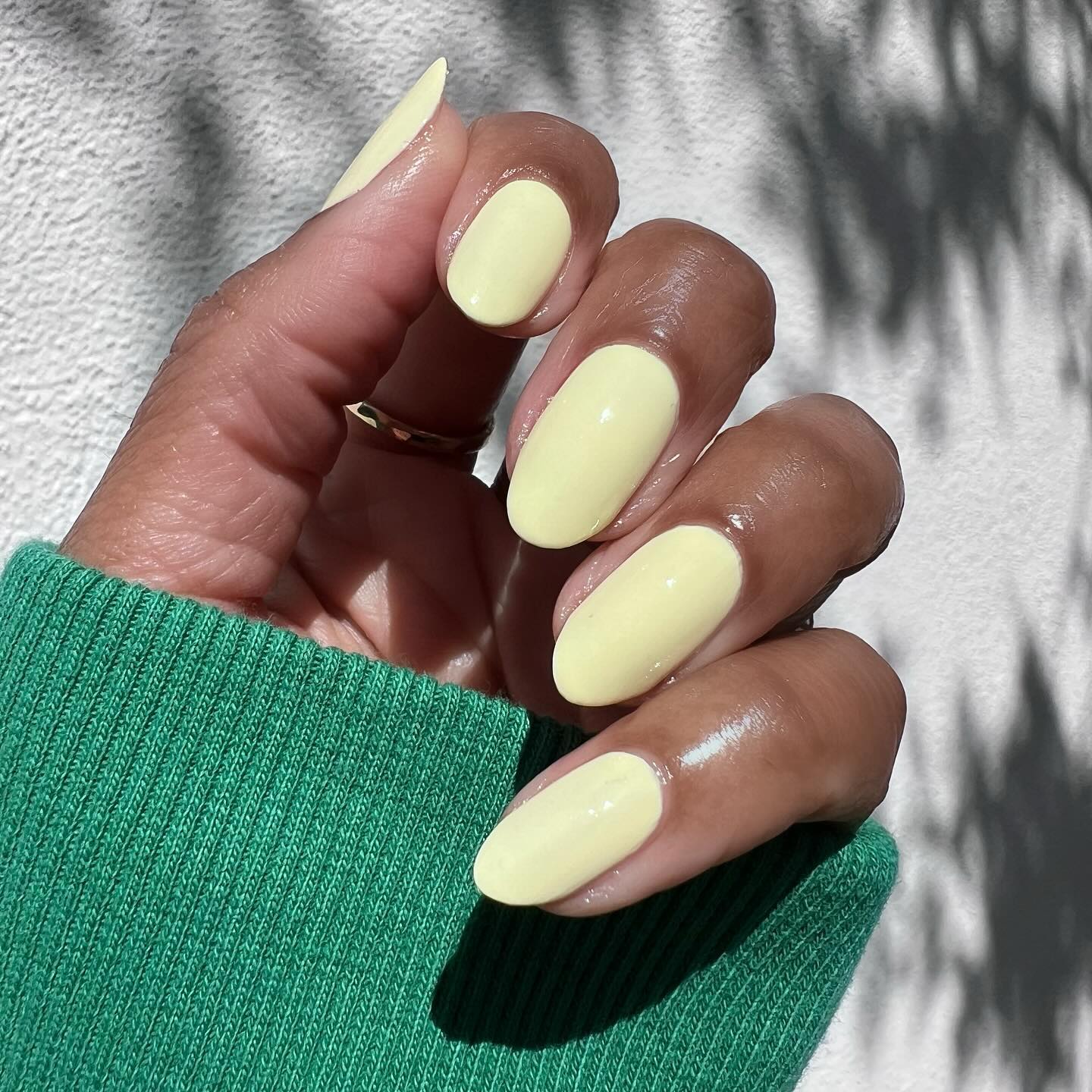 Photo of a butter yellow manicure