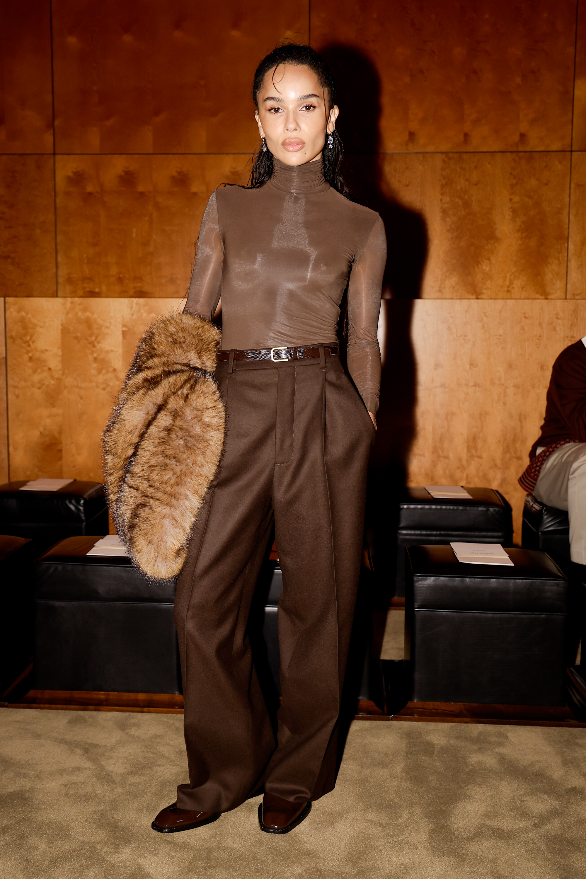 Zoe Kravitz at the Saint Laurent fashion show as part of Paris Fashion Week Fall 2026 on March 3, 2026 in Paris, France. (Photo by Aitor Rosas Sune/WWD via Getty Images)