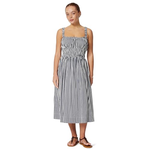 Amazon Essentials Unisex Babies X Sofia Grainge Women's Woven Cotton Sateen Dress (mommy & Me), Navy Gingham, Large
