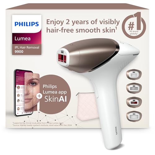 Philips Lumea 9900 Series, Ipl Hair Removal Device, Laser Hair Removal Alternative, Senseiq and Skinai Technology, 4 Attachments for Body, Face, Bikini and Underarms, Corded & Cordless Use, Bri951/01