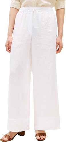 Tommy Hilfiger Women's Ess Linen Pull on Pants Ww0ww48970, White, L