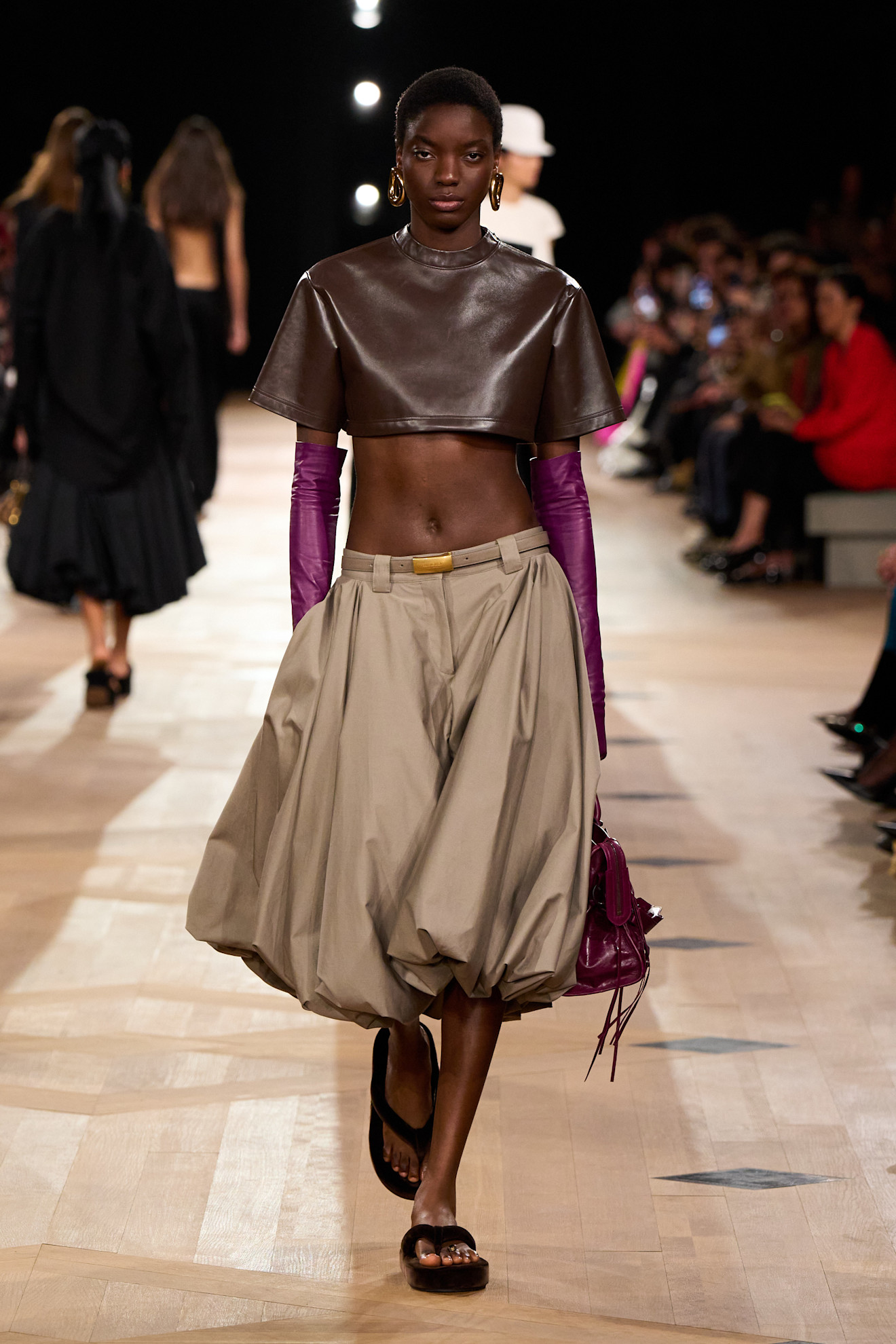 Photos of models on the runway wearing the pantaloon trend