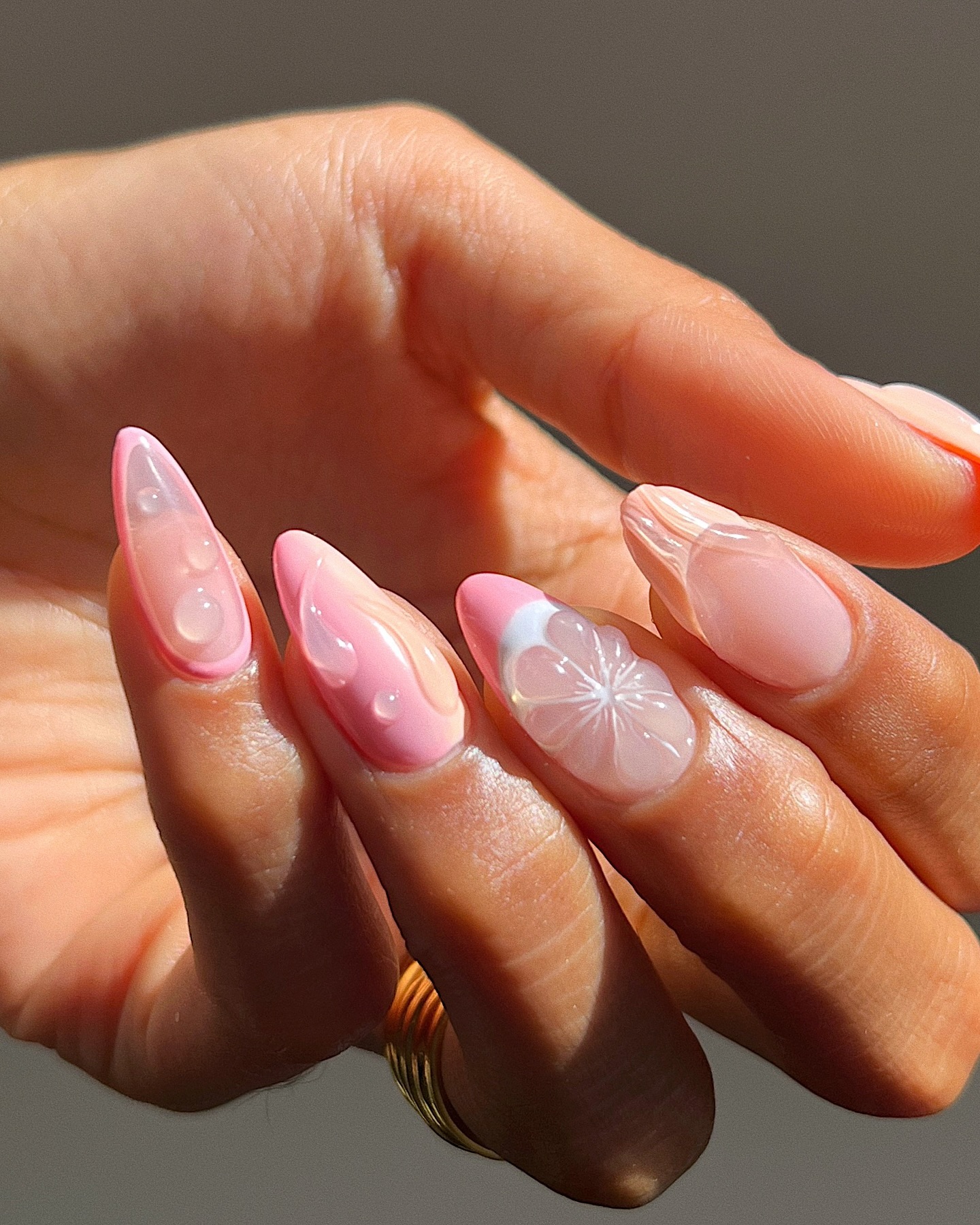 @overglowedit baby pink grapfruit nails