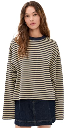 Lioness Women's Bloom Long Sleeve Tee, Beige Stripe, S