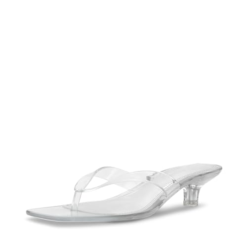 Steve Madden Women's Tracie Heeled Sandal, Clear, 5