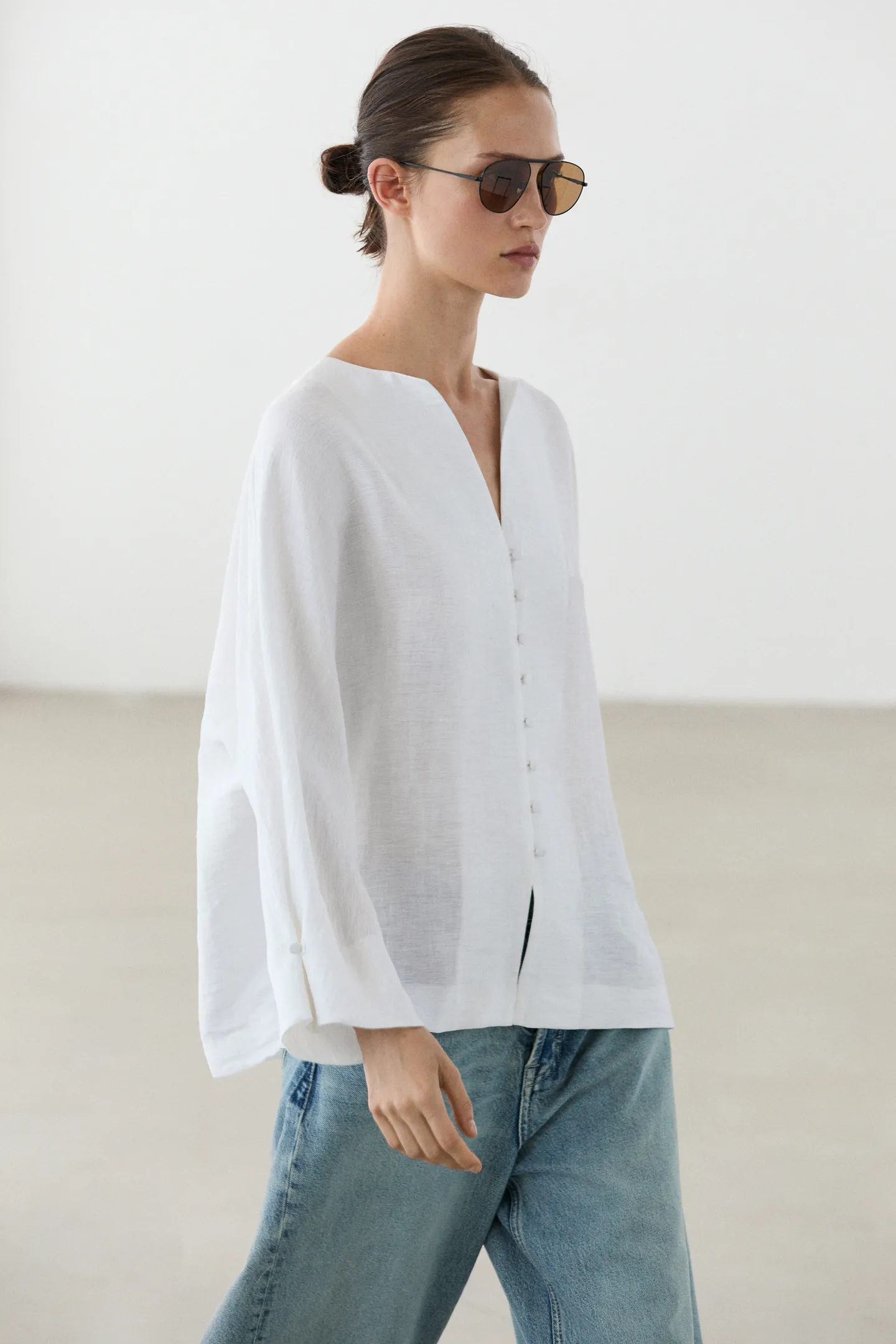 Massimo Dutti, Linen Blend Overshirt With Buttons