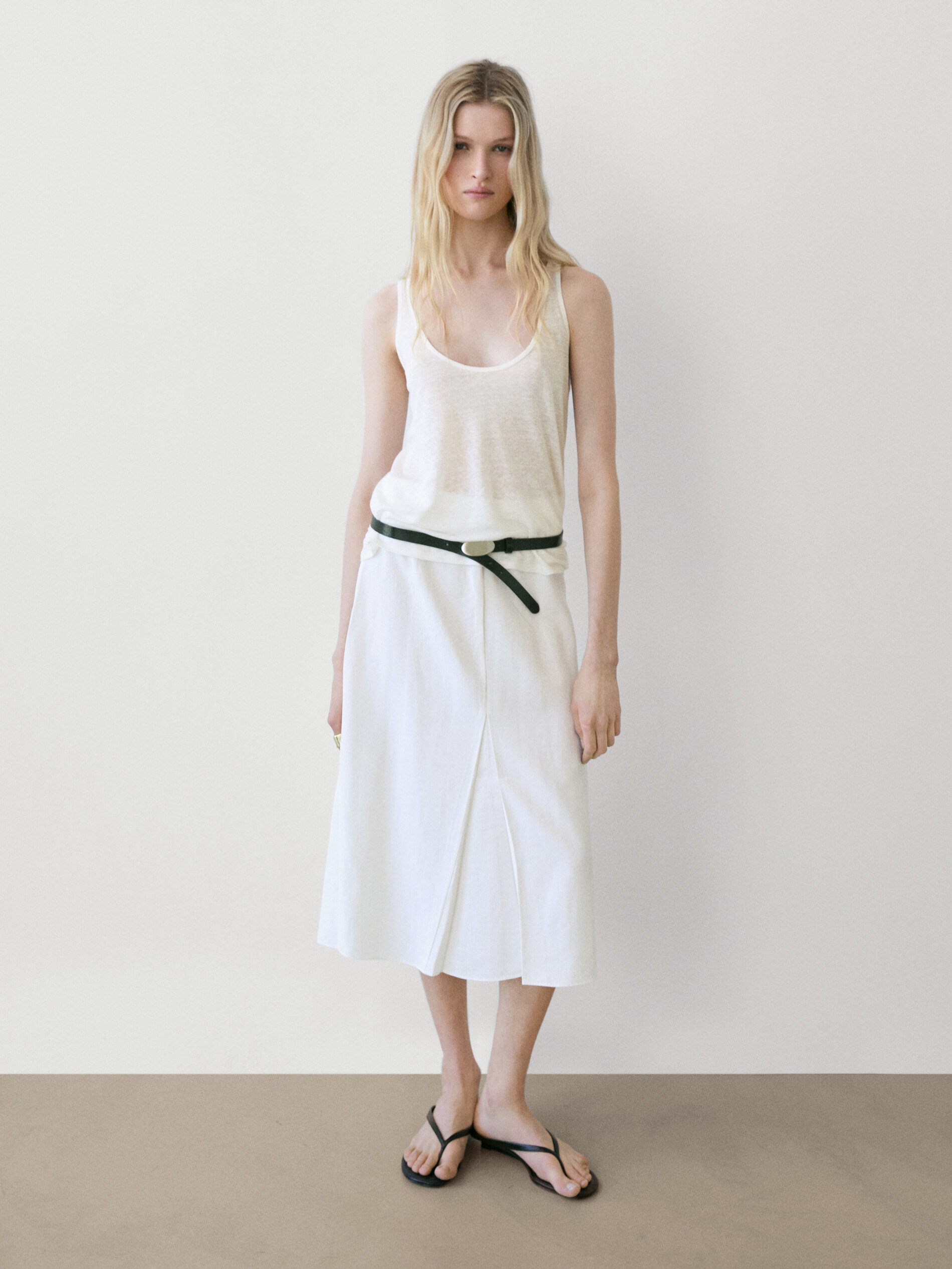 Midi Skirt With Box Pleats