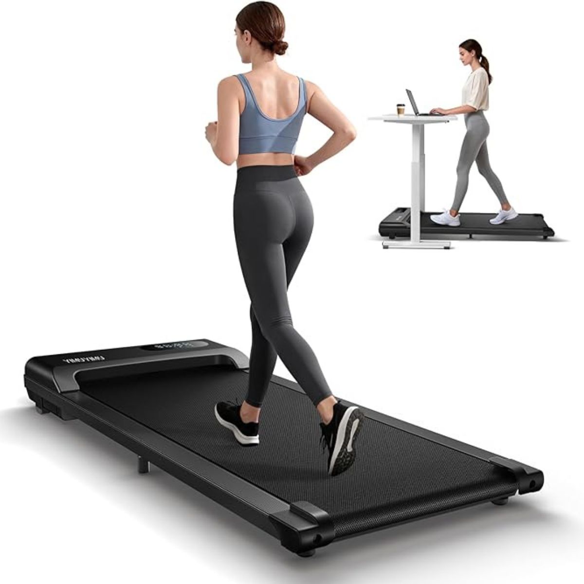 Yimuyimu Walking Pad Treadmill, 6km/h Under Desk Treadmill for Home, 2.5hp Quiet Portable Electric Running Pad, Office Mini Walking Machine, 300lbs Capacity, Remote & Led Display, No Assembly