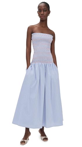 Line & Dot Women's Eleni Smocked Dress, Blue Multi, M