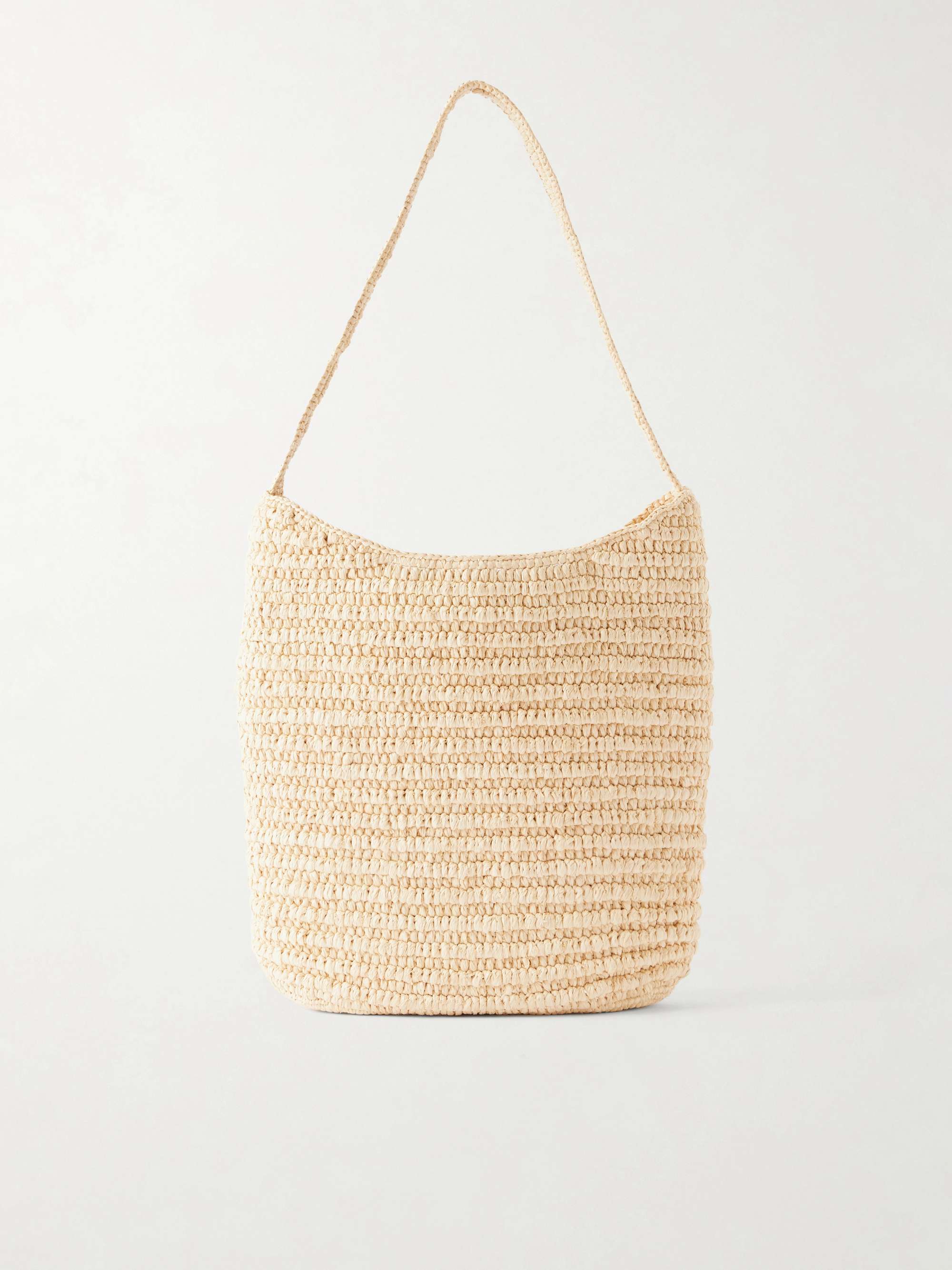 Alma Leather-Trimmed Raffia Tote