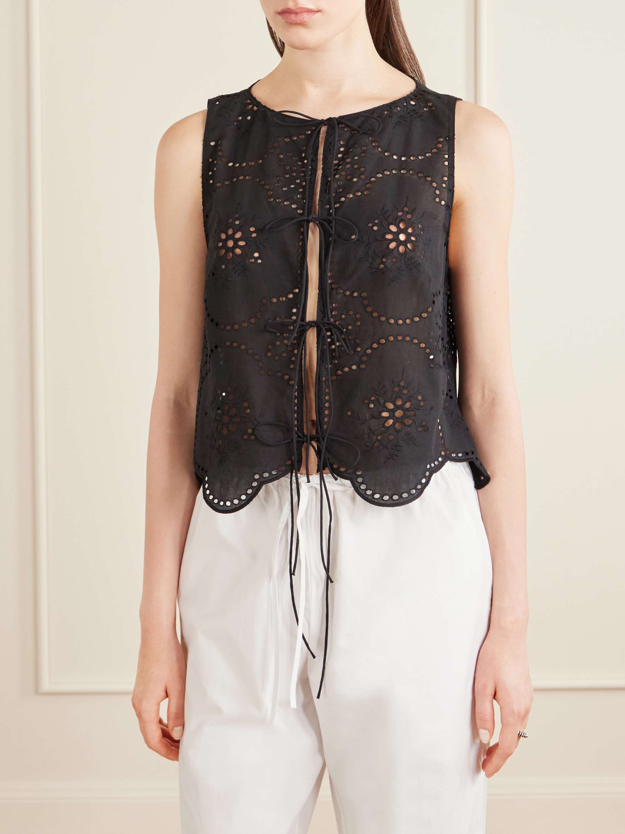 Scalloped Broderie Anglaise Cotton Top