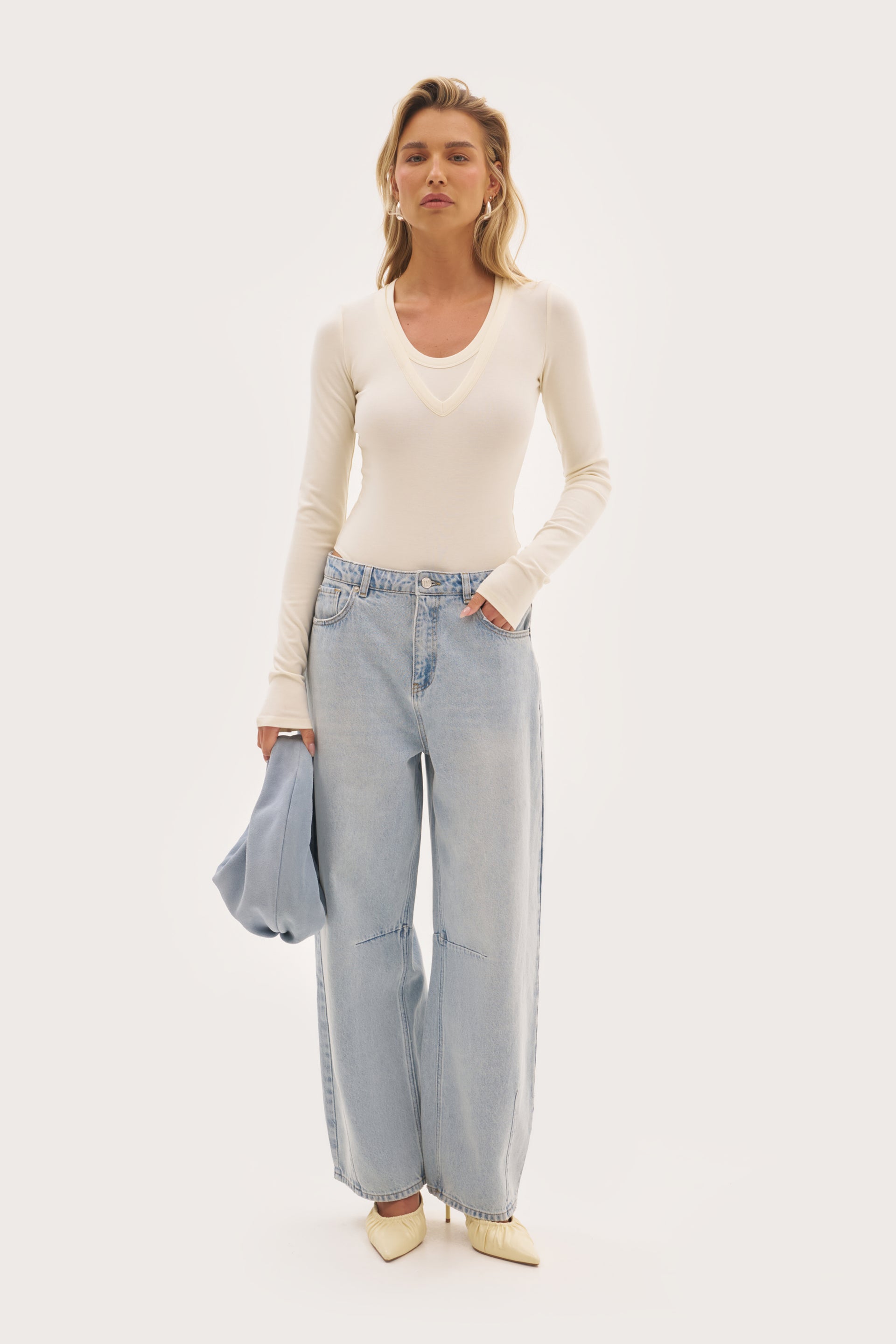Balloon Fit Jeans - Light Blue - Uk 4