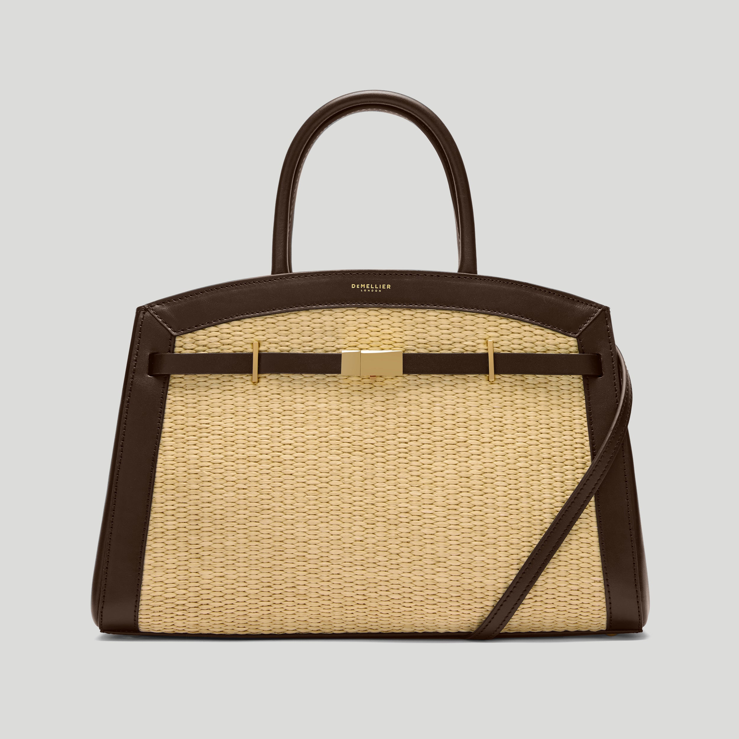 The Midi Hudson | Warm Raffia & Mocha Smooth | Demellier
