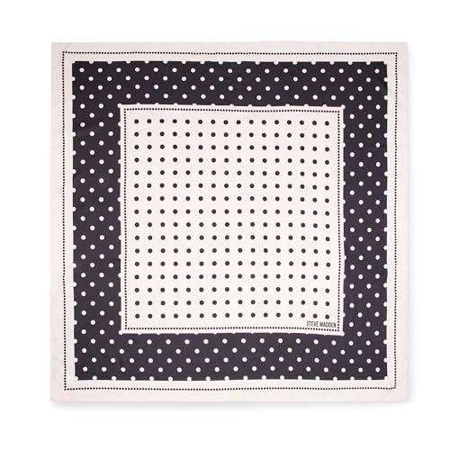 Steve Madden Alyse Satin Square Scarf, Black Polka Dot