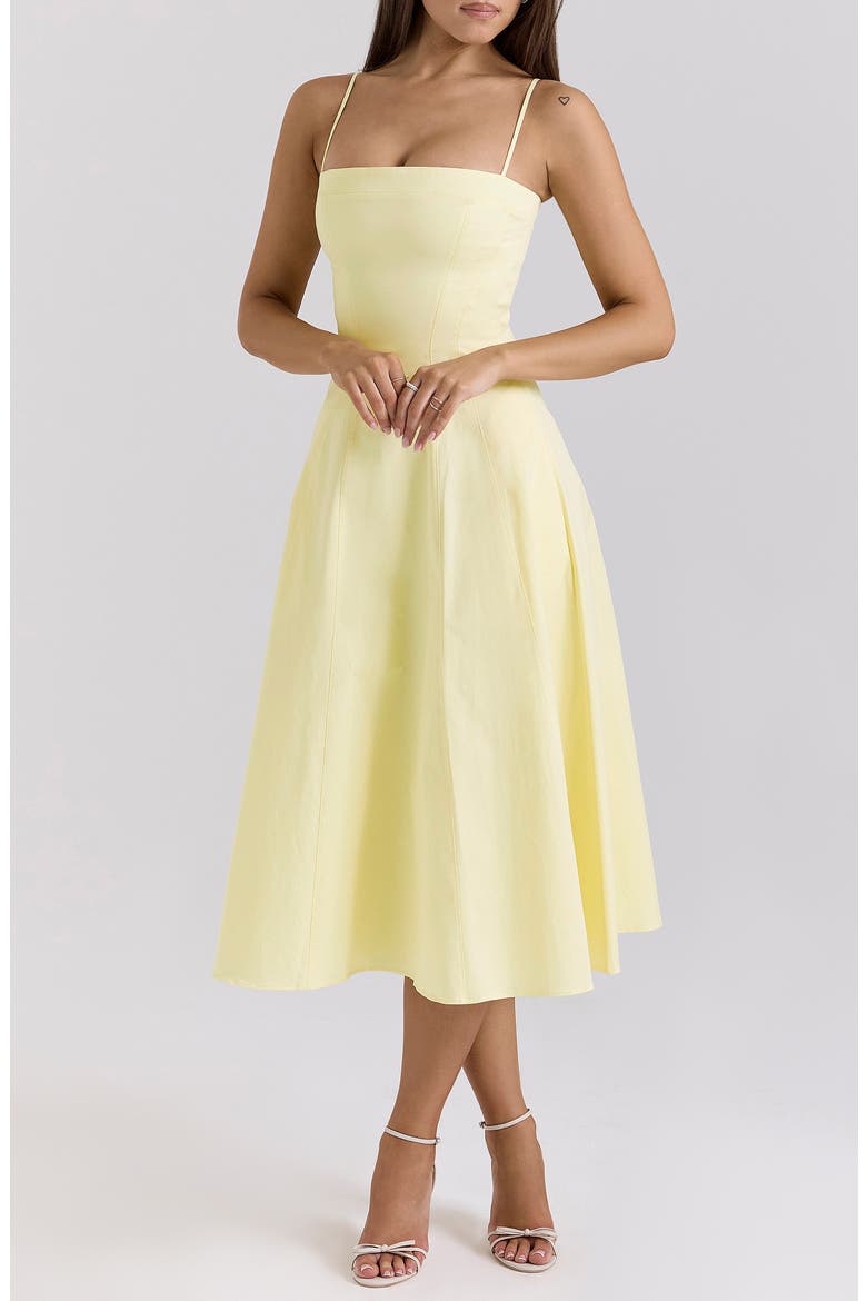 Dolly Seamed Stretch Cotton Twill Midi Sundress