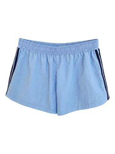 Beaudrm Women's Summer Striped Shorts Y2k Runing Track Shorts Sweat Shorts Gym Athletic Wear Casual Lounge Short Light Blue Black Medium